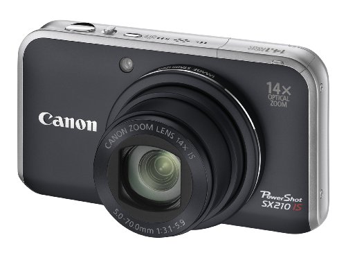 Canon PowerShot SX210 IS Digital Camera - Black (14.1 MP, 14x Optical Zoom) 3.0 Inch PureColor LCD