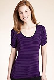 Short Sleeve Ruched Striped Top