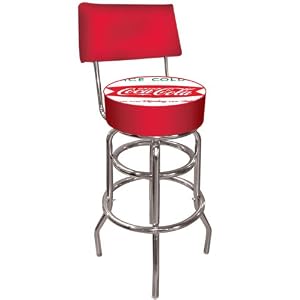 Trademark Vintage Coca-Cola Coke Pub Stool with Back (Ice Cold Design) 