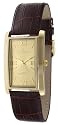 Peugeot Men's Gold-Tone Brown Leather Strap Watch #2010CH