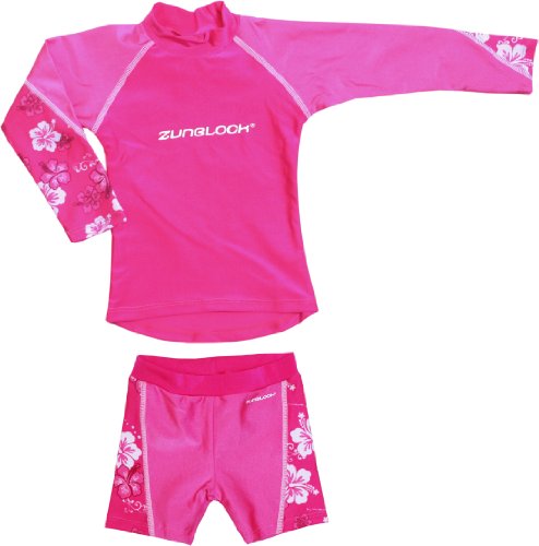Zunblock Kinder UV-Schutzkleidung Suntop Long Sleeve + shorts Hibiscus, cerise/milkshake/c Preisvergleich