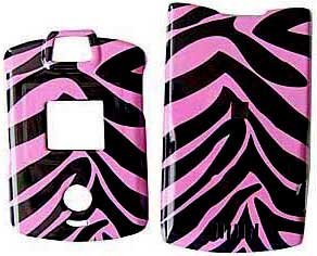 Pink Zebra Skin - Motorola RAZR V3 V3c Faceplates - Protective Hard Case