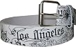 White LOS ANGELES Design Imitation Leather Punk Rock Belt