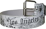 White LOS ANGELES Design Genuine Leather Punk Rock Belt