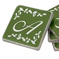 Holiday Coaster Set Holly A - Green&nbsp;