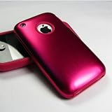 iPhone 3G 3GSケース　アルミニウムとシリコンの組み合わせ　ピンク　液晶保護フィルム付　送料無料