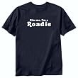 T-Shirt Navy Blue " Kiss Me, I Am Roadie " Occupations