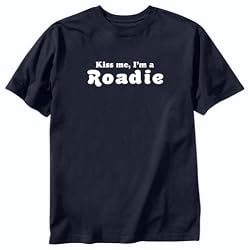T-Shirt Navy Blue " Kiss Me, I Am Roadie " Occupations