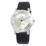 NFL Men's ST20010 Pittsburgh Steelers Team Player Black Leather Watch