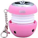 August MS310P MP3 Portable Mini Speaker with Flashing LED Light and Built-In Rechargeable Batteries - 3.5mm Audio Connector for use with MP3 Players / Mobiles / Laptops - Pink
