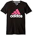 adidas Big Girls 30S Short Sleeve Tee Adi Logo, Black/Shock Pink, Medium