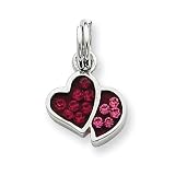 Sterling Silver Pink & Red Cz Hearts Charm