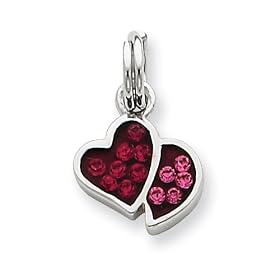 Sterling Silver Pink & Red Cz Hearts Charm