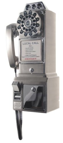 CROSLEY RADIO CR56-BC 1950s Classic Pay Phone (Brushed Chrome)