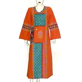 Plus Size Evening Wear - Ladies Cotton Caftan Gowns Multicolored Size 3X-L (kftn837a)