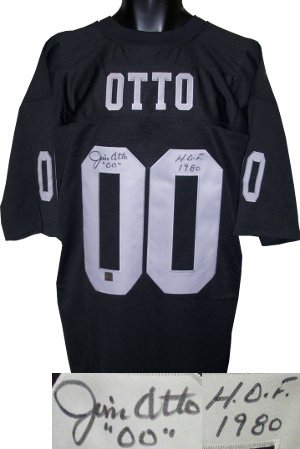Jim Otto Autographed/Hand Signed Raiders Black Prostyle Jersey HOF 80