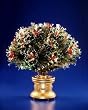 National Tree Company SZM7-116-26 26 Inch Fiber Optic 17-Head Holly Bush with Red Fiber Circled Ornaments and Gold Column Base - Multi Wheel