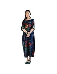 Plus Size Cotton/Linen Floral Print Maxi Dress 