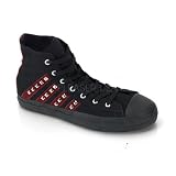 Canvas Pyramid Studded High Top Sneaker Black Canvas Red Suede