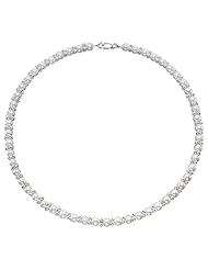 White 1 Strand 16" Freshwater Pearl Necklace with Sterling Silver Rondelle Beads and Clasp