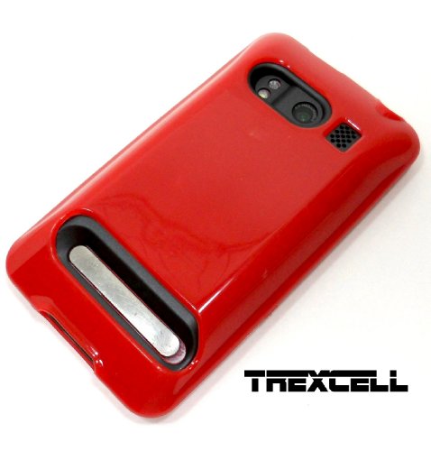 Trexcell Red TPU Hard Silicone Cover Case for Sprint HTC Evo 4G Extended Battery