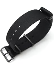 MiLTAT 21mm G10 NATO military style watch strap/band, Thick Ballistic Nylon - Matte Black, PVD
