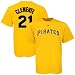 Roberto Clemente Gold Majestic Cooperstown Throwback Player Name and Number Pittsburgh Pirates T-Shirt