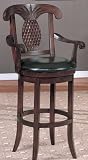 Review AtHomeMart  / Extra Large Seat Dark Brown Leather Swivel Barstool with Crafted Arm and Backrest