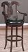 Extra Large Seat Dark Brown Leather Swivel Barstool with Crafted Arm and Backrest