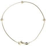 18kt Gold Over Sterling Silver Snake Chain Anklet W/ Fancy Filigree Bead Stations 9in
