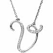 14k White Gold Elegant Initial V Diamond Necklace