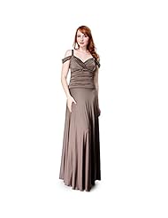 Full-Skirt Polyester/Spandex Off the Shoulder Ruched Stretchy Draped  Dress