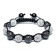 Bling Jewelry Macrame Bracelet Unisex Black Swarovski Crystal Beads 12mm