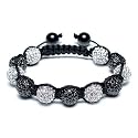 Bling Jewelry Macrame Bracelet Unisex Black Swarovski Crystal Beads 12mm