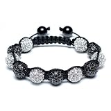 Bling Jewelry Macrame Bracelet Unisex Black Swarovski Crystal Beads 12mm