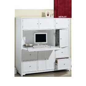 Oxford Office Center With Upper Cabinets And 4 - file Drawers, 62Hx60W, MERLOT