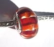 Murano Style Glass Lampwork 925 Bead Fits Pandora Red and Orange Stripes