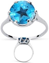 4.75 Cts Swiss Blue Topaz Solitaire Ring in 10K White Gold