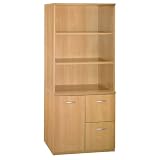 Bush Furniture Universal Wall System Storage Cabinet, Light Oak