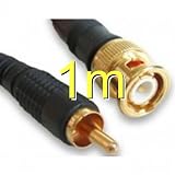 Pure Copper CCTV BNC to Phono Plug Cable Gold Connectors 1m