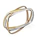 Stainless Steel Tri-color Set of 3 Silver/Rose Gold/Gold-Tone Square Design Bangle Bracelets for Women
