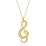 10k Yellow Gold Diamond Music Note Pendant (1/10 cttw, I-J Color, I2-I3 Clarity), 18