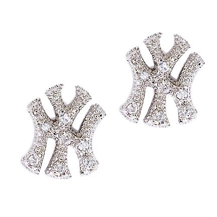 Buy New York Yankees Logo Jewelry Sterling Silver CZ Stud Earrings