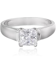 Sterling Silver 4-Prong Princess Swarovski Cubic Zirconia Solitaire Ring, (1 cttw)