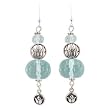 Faceted Blue Quartz Gemstone Bead Dangle Earrings with Sterling Silver Lotus Flower Blossom Accents, #7471