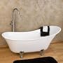 62" Linus Modern Acrylic Slipper Clawfoot Tub (Chrome Feet / No Tap Holes)