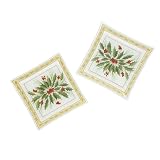 Gorham Festive Holly S/2 Square Candy Dishes
