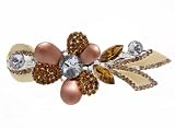 Champagne Flower Motif Crystal Hair Barrette