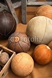 Wallmonkeys Peel and Stick Wall Decals - Vintage Leather Balls - 48