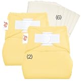 Flip Day Pack: 2 One-Size Hook & Loop Closure Diaper Covers & 6 One-Size Organic Inserts - Butternut